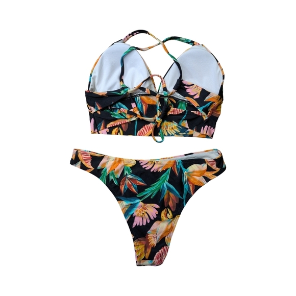 Tropical Floral Crossback Cami & Highcut Highrise Bottoms Size Small NWOT - Picture 2 of 8